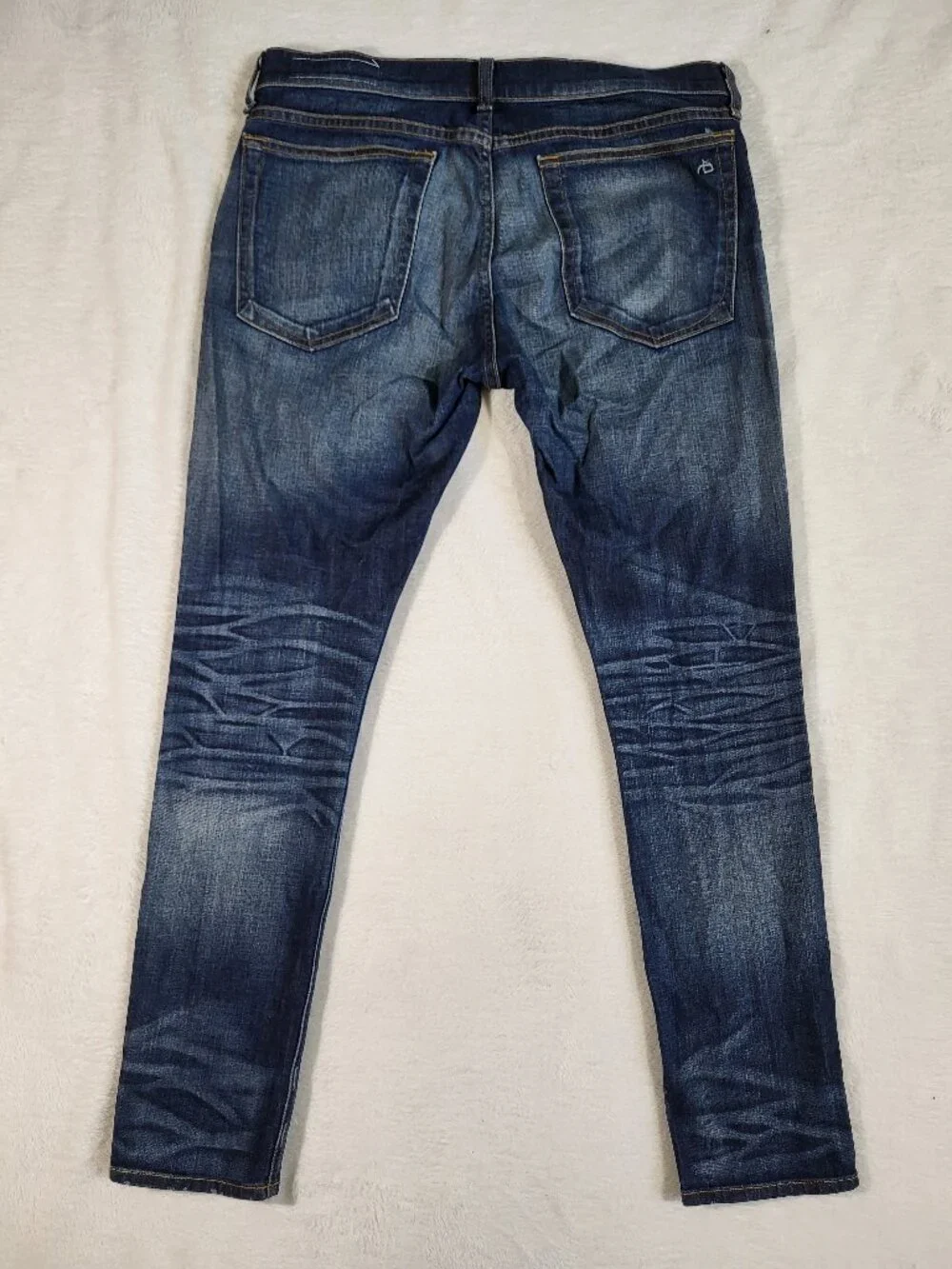 Rag & Bone The Dre Blue Denim Slim Cotton Polyurethane Jeans - Size 29